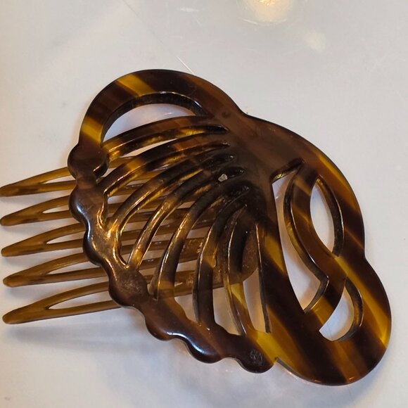 Vintage Lucite Tortoiseshell Decorative Hair Comb Made In France - Picture 7 of 7